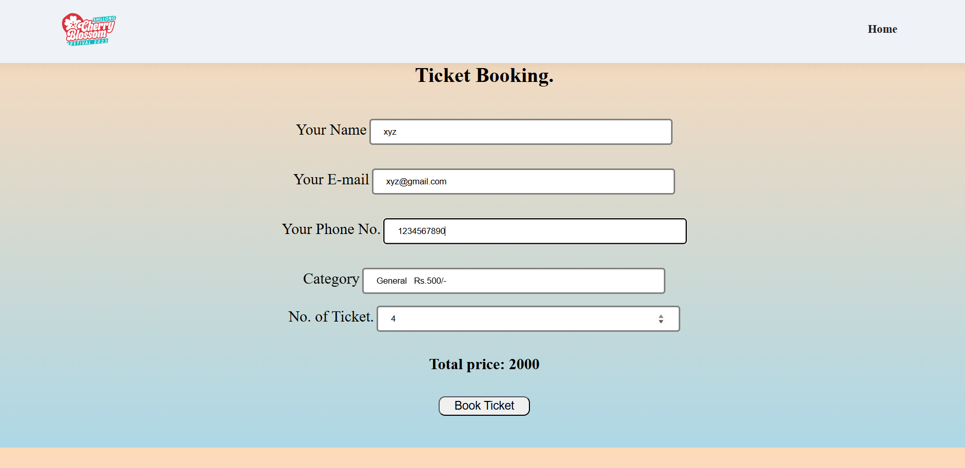 Cherry Blossom Tickets Page